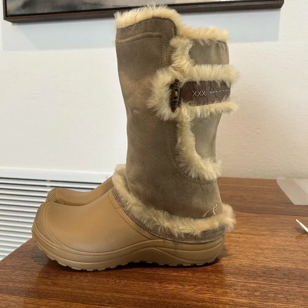 Earth‎ Astrid Sand Faux Fur Winter Boots 7/8 Kalso Comfort Suede Waterproof Look